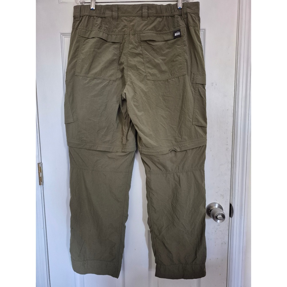 REI CoOp Convertible Cargo Pants Zip Off Legs Olive Green Size 36x32 Relaxed Fit - Picture 2 of 6